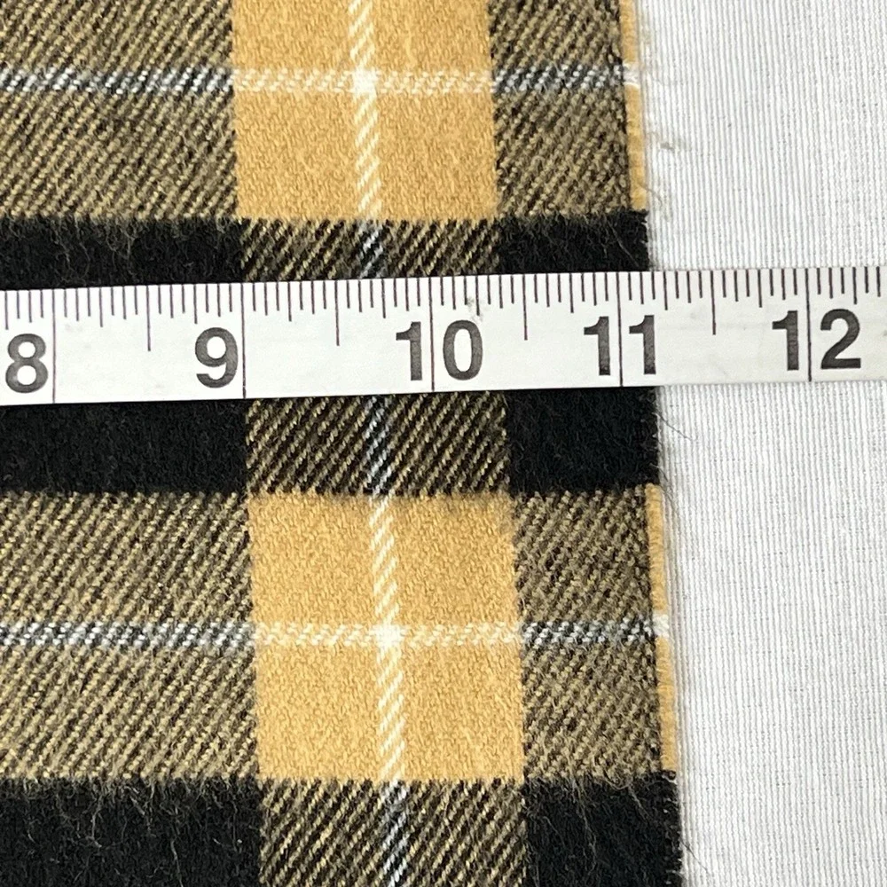 Christian Dior Monsieur Black Camel Plaid Cashmaire 100% Acrylic Scarf Fringe